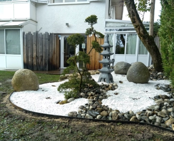 Massif niwaki inspiration japonaise en volige, corten et moraine